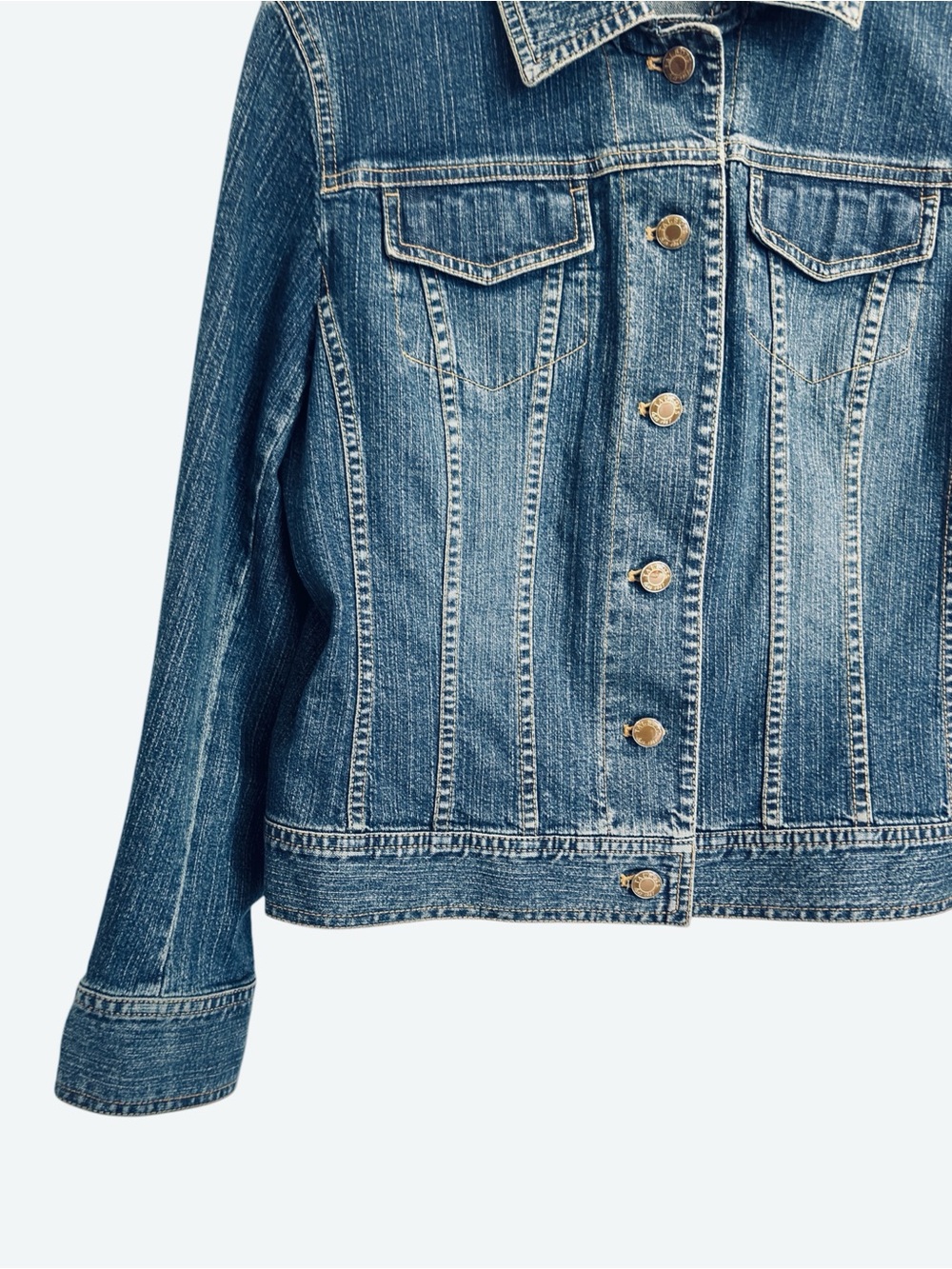 Talbots Petite Denim Jacket Sz. 10P Medium Wash Vintage-Inspired Classic Trucker - Picture 5 of 9